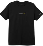 Black 5Boro tee, with white and yellow graphic. Tee Made in Mexico and printed in Upstate NY. Supporting skating in NYC for 28 years without interruption.