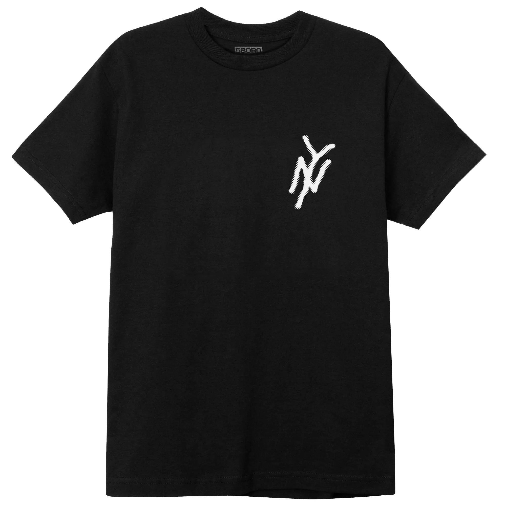 Black short sleeve tee 5boro NY logo in white