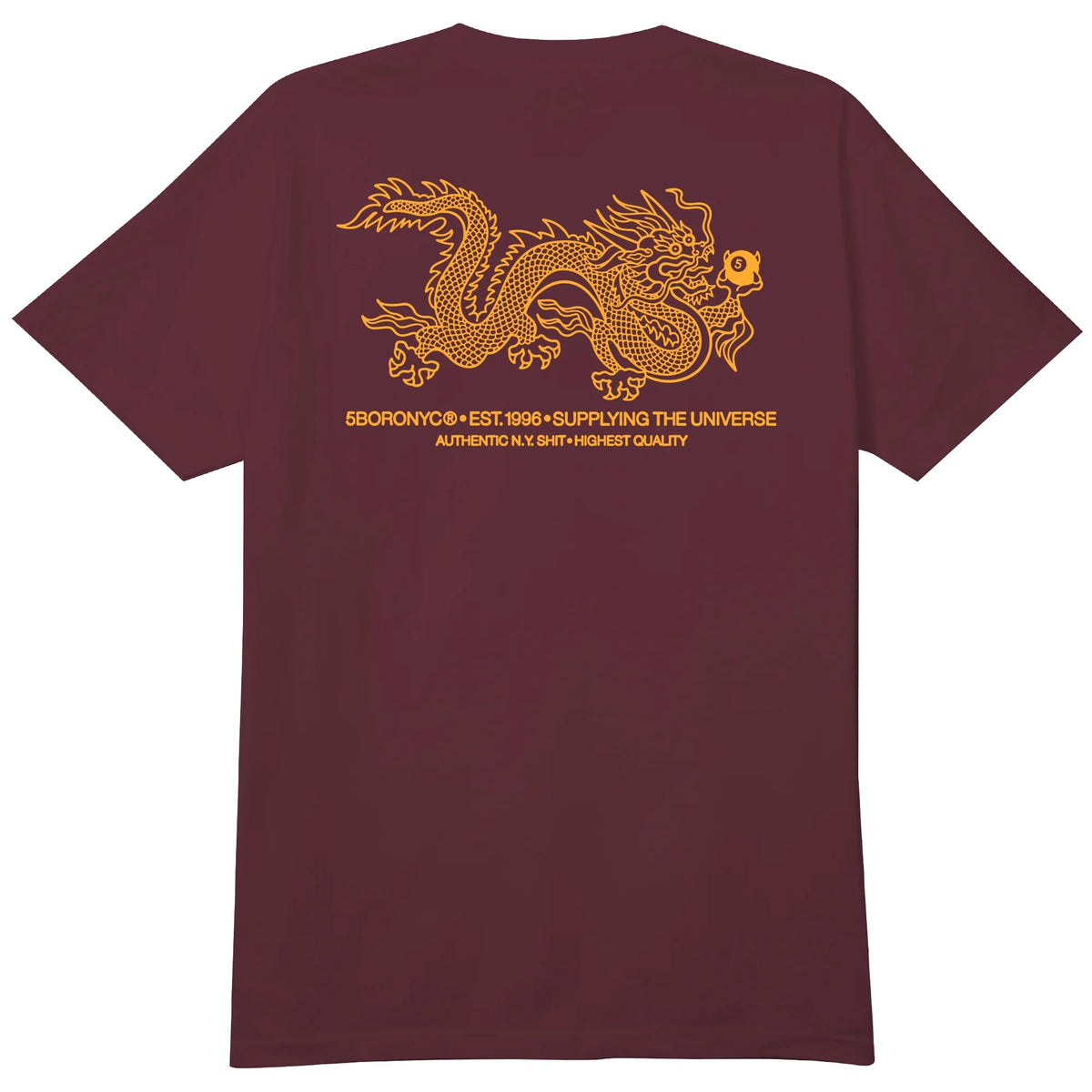 5Boro - Dragon Supply Tee - Burgundy/Gold Yellow