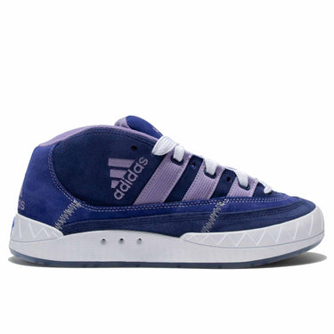 Adidas Adimatic Mid Top x Maite Steenhoudt in Victory Blue color with purple stripes, adidas skateboarding