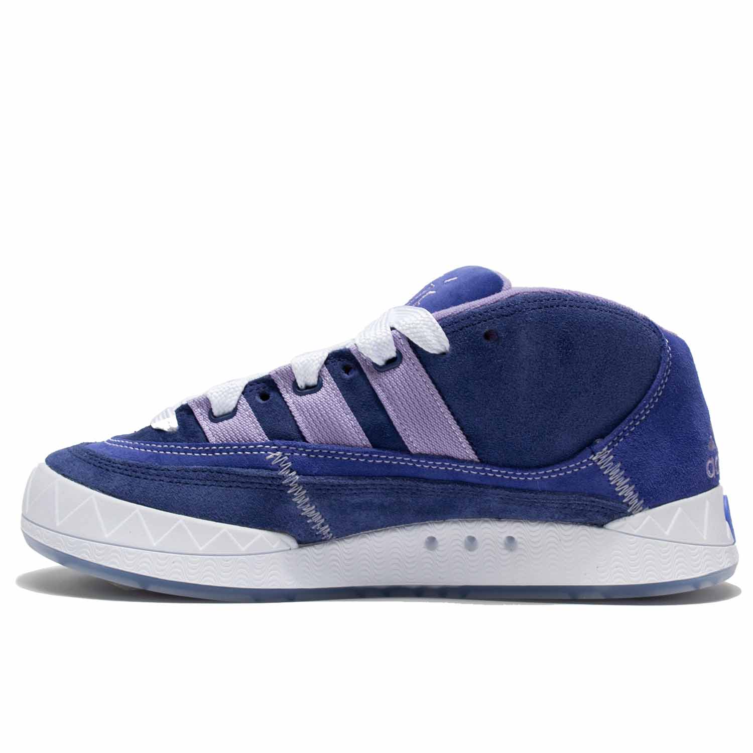 Adidas Adimatic Mid Top x Maite Steenhoudt in Victory Blue color with purple stripes, adidas skateboarding