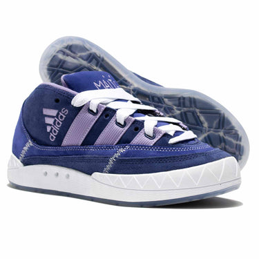 Adidas Adimatic Mid Top x Maite Steenhoudt in Victory Blue color with purple stripes, adidas skateboarding