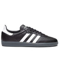 Adidas and Fucking Awesome Samba in black leather with white leather stripes and clear sole.