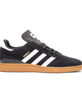 Adidas - Busenitz - Black suede shoe with white stripes and brown gum sole