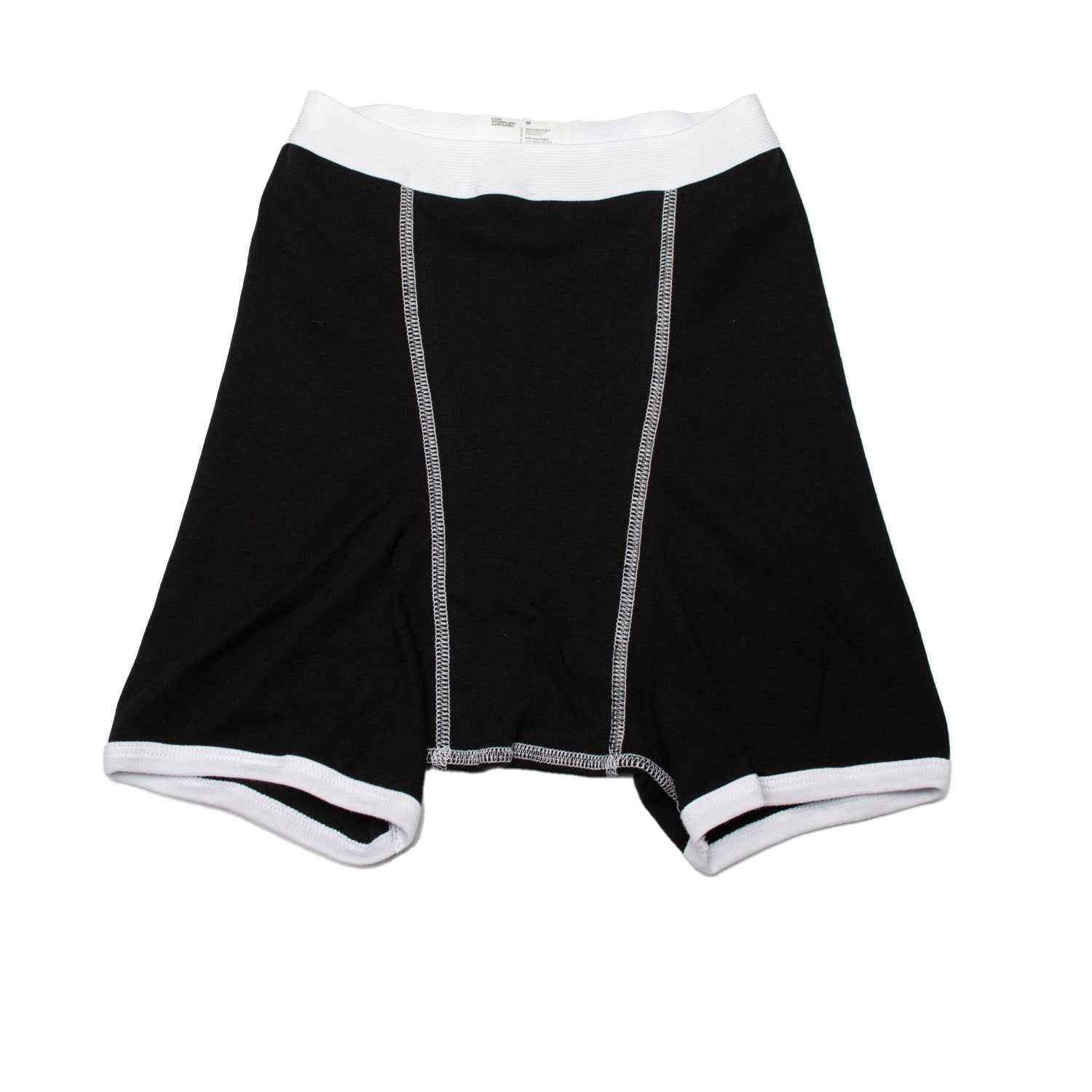 KCDC Baby Rib Boxer Brief  in Black with white stitching, white waistband, and white piping around leg holes.