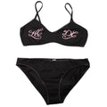 Black bikini panty with pink KCDC script printed on butt. Pair with black KCDC pink script print bralette for the full set. 