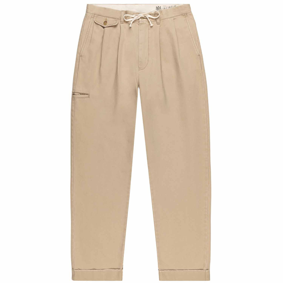 Polo Ralph Lauren x Element Whitman Chino in tan with added cream draw string. Small pocket on front right hip and small pocket on right middle leg.