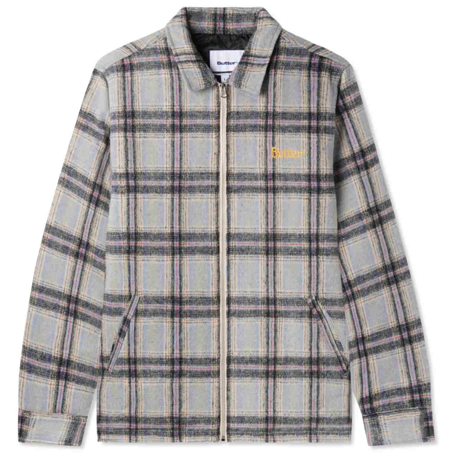 Butter Goods Insulated Plaid Zip Thru Jacket - Powder Blue