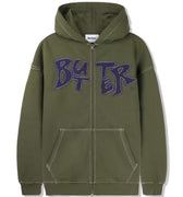 Butter Goods - Fabric Applique Zip-Thru Hood - Army