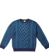 Iggy Drawn Cableknit Jacquard Sweater - Navy