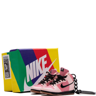 KCDC CUSTOM SHOE KEYCHAIN pink and black nike dunk high mini shoe on keyhain with mini nike sb shoebox collectors item