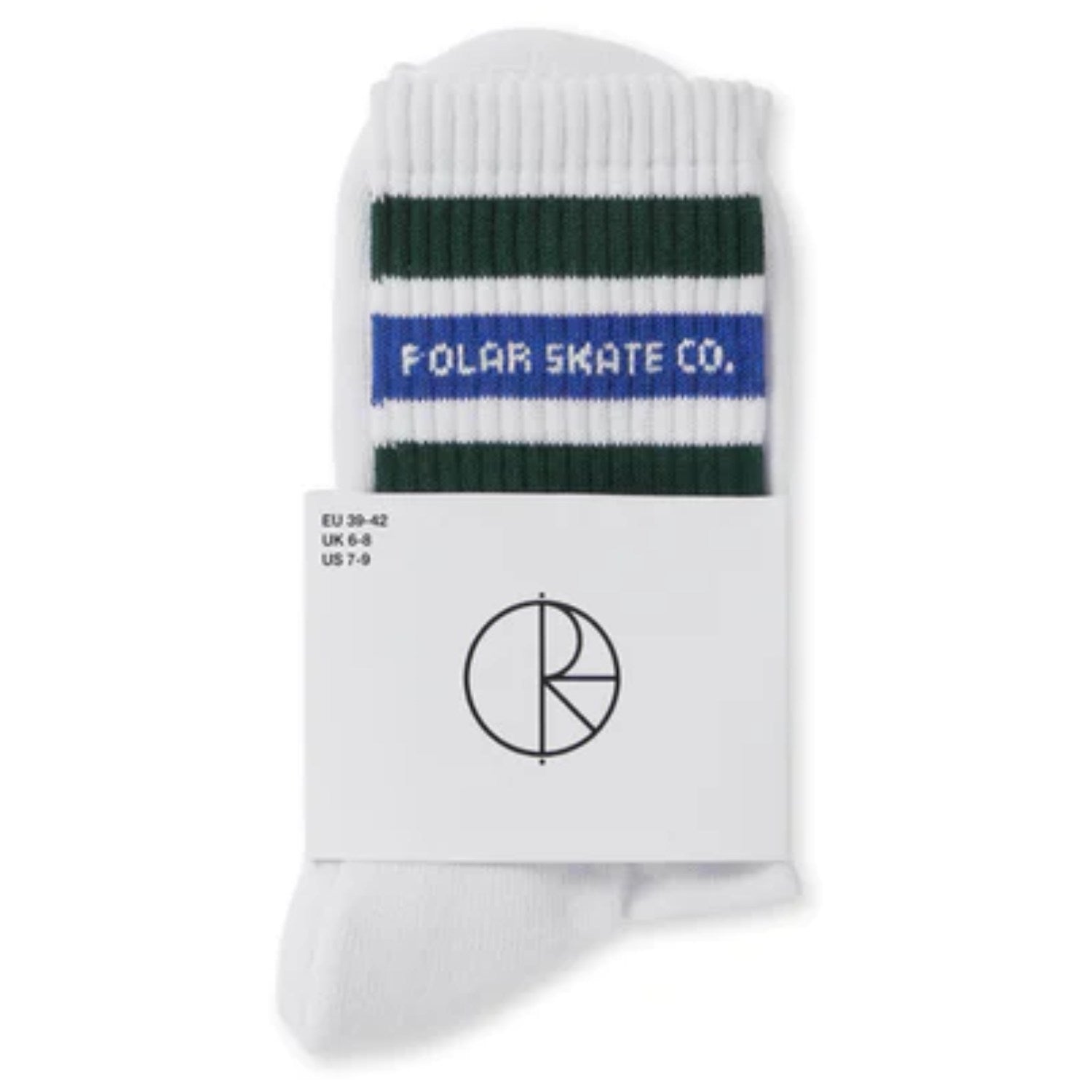 Polar Fat Stripe Socks - White / Green / Blue