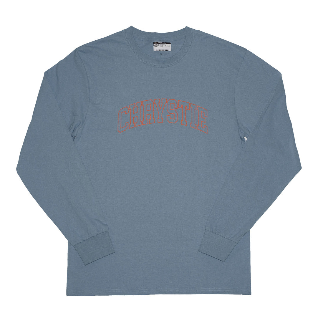 Chrystie Collegiate Logo Long Sleeve Shirt - Stone Blue