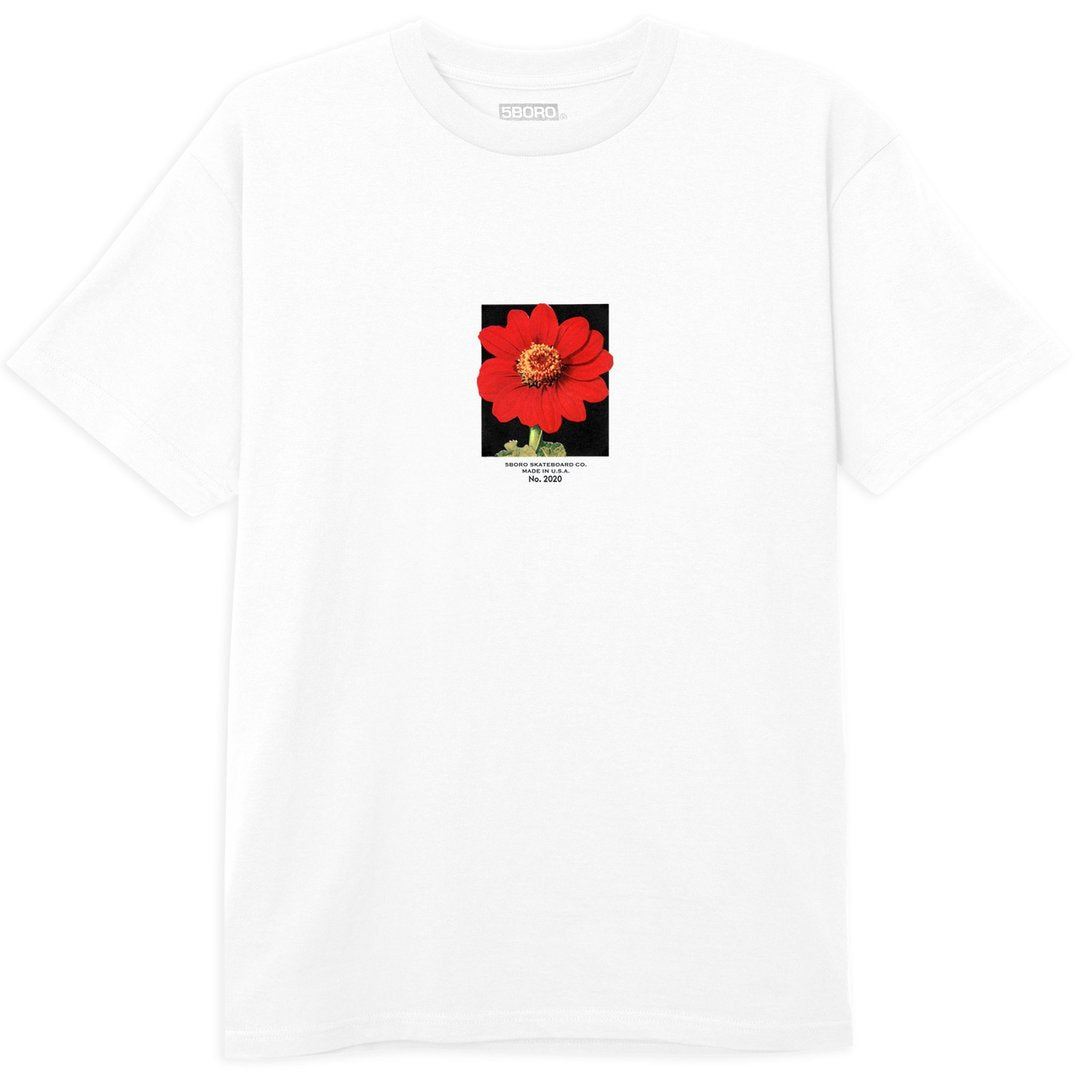 5Boro Red Flower Tee - White