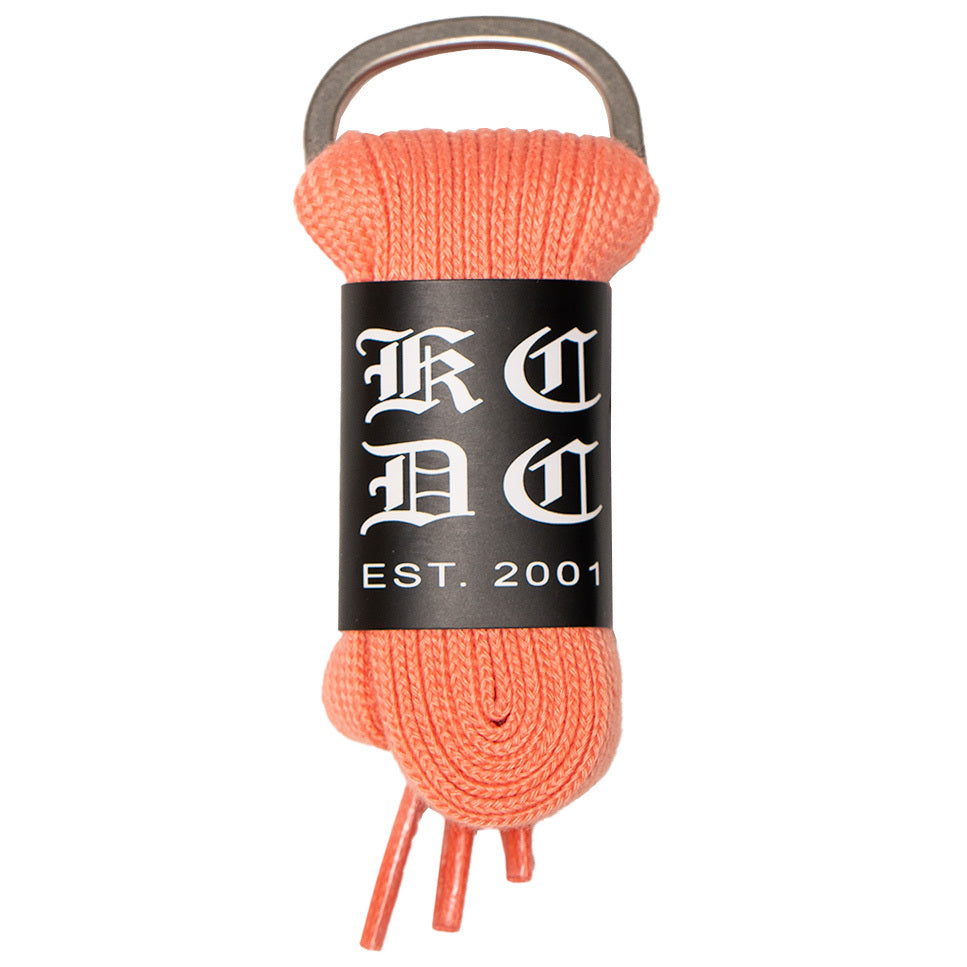 Flat peach pink KCDC shoelaces 