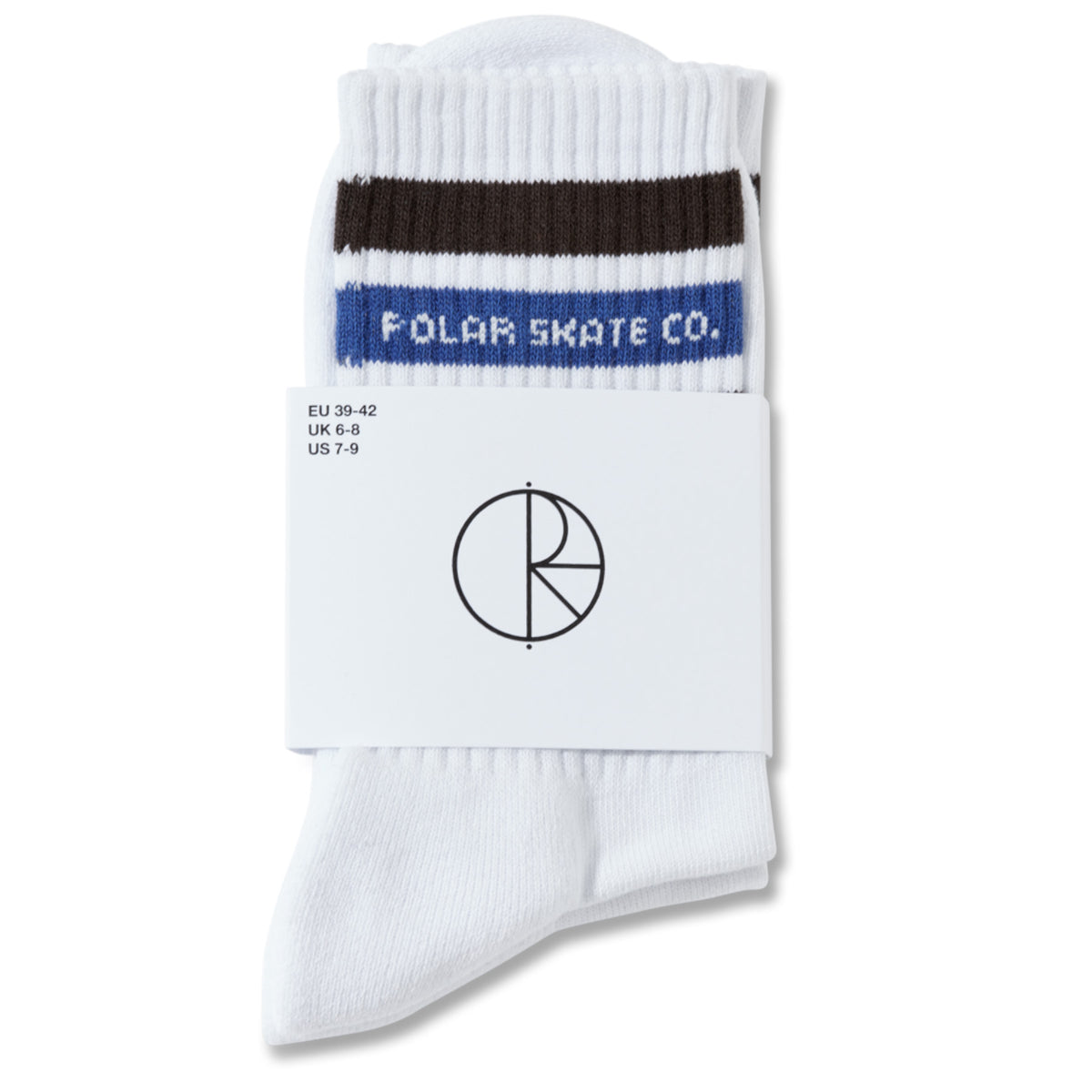 Polar Fat Stripe Socks - White / Brown / Blue