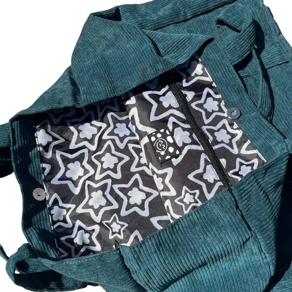 Star Corduroy Tote Bag - Turquoise