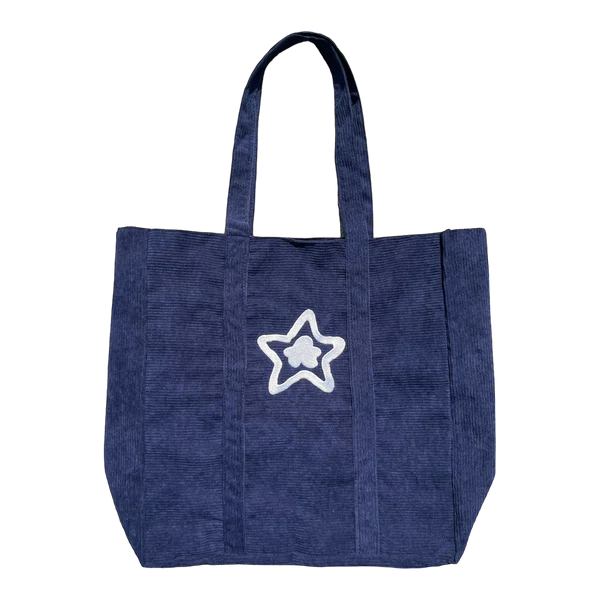 Star Corduroy Tote Bag - Navy
