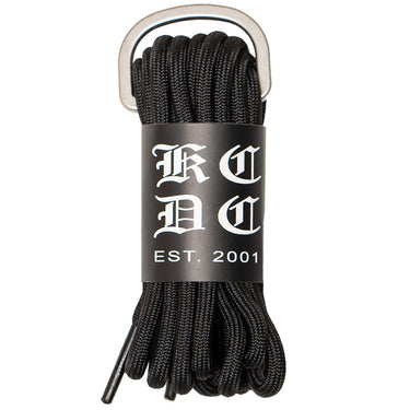 black round KCDC shoelaces